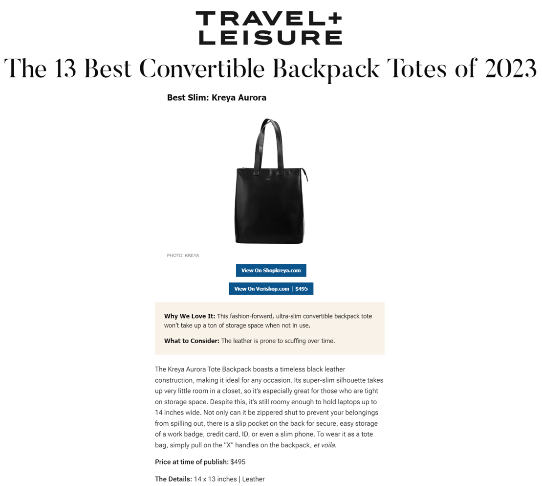 TRAVEL & LEISURE - THE 13 BEST CONVERTIBLE BACKPACK TOTES OF 2023
